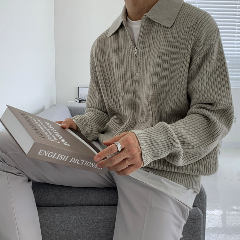 RASON Zipped Polo Sweater